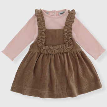 Zweiteiliges Baby-Mädchen-Outfit in Beige Zweiteiliges Baby-Mädchen-Outfit in Beige