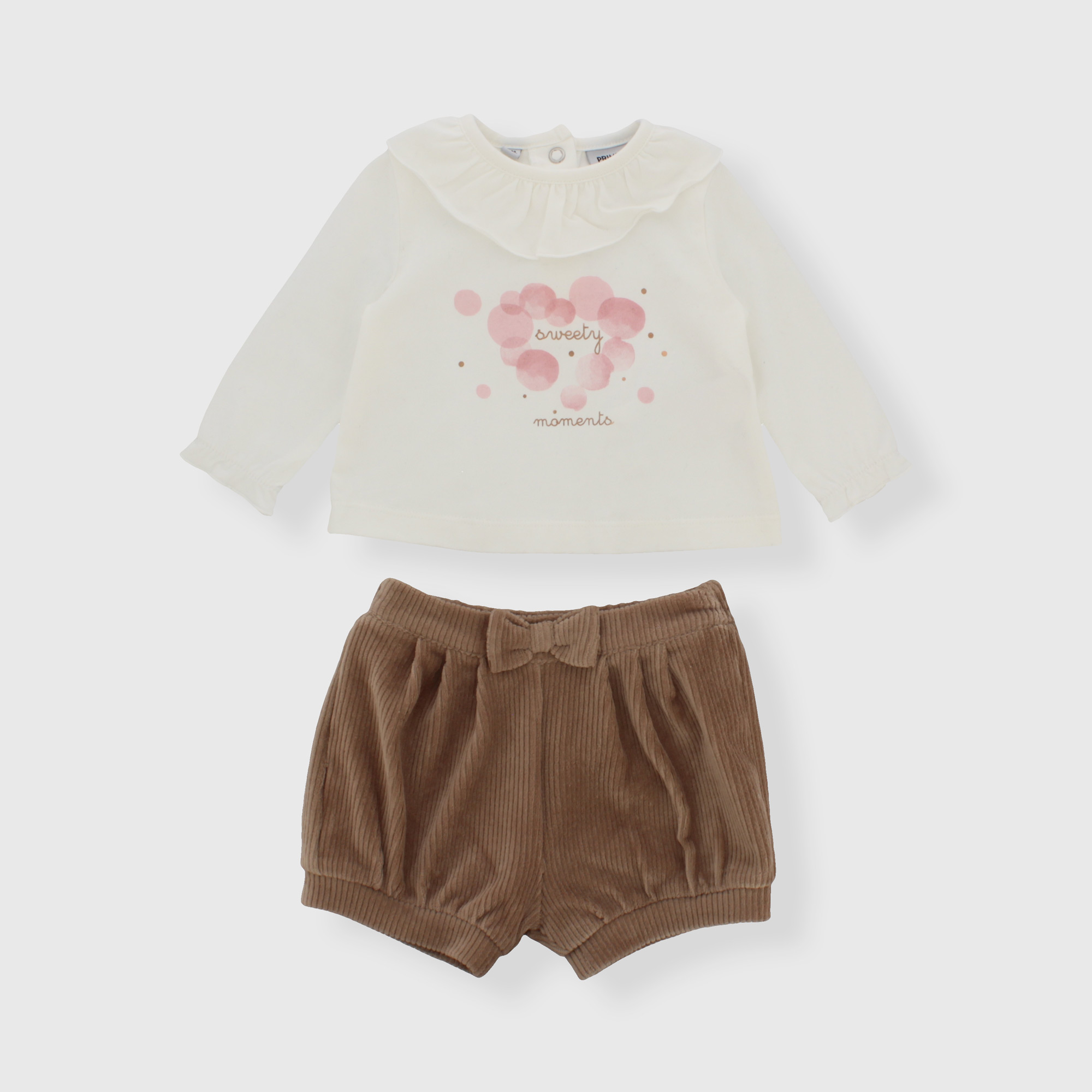 Completo due pezzi da neonata, BIANCO