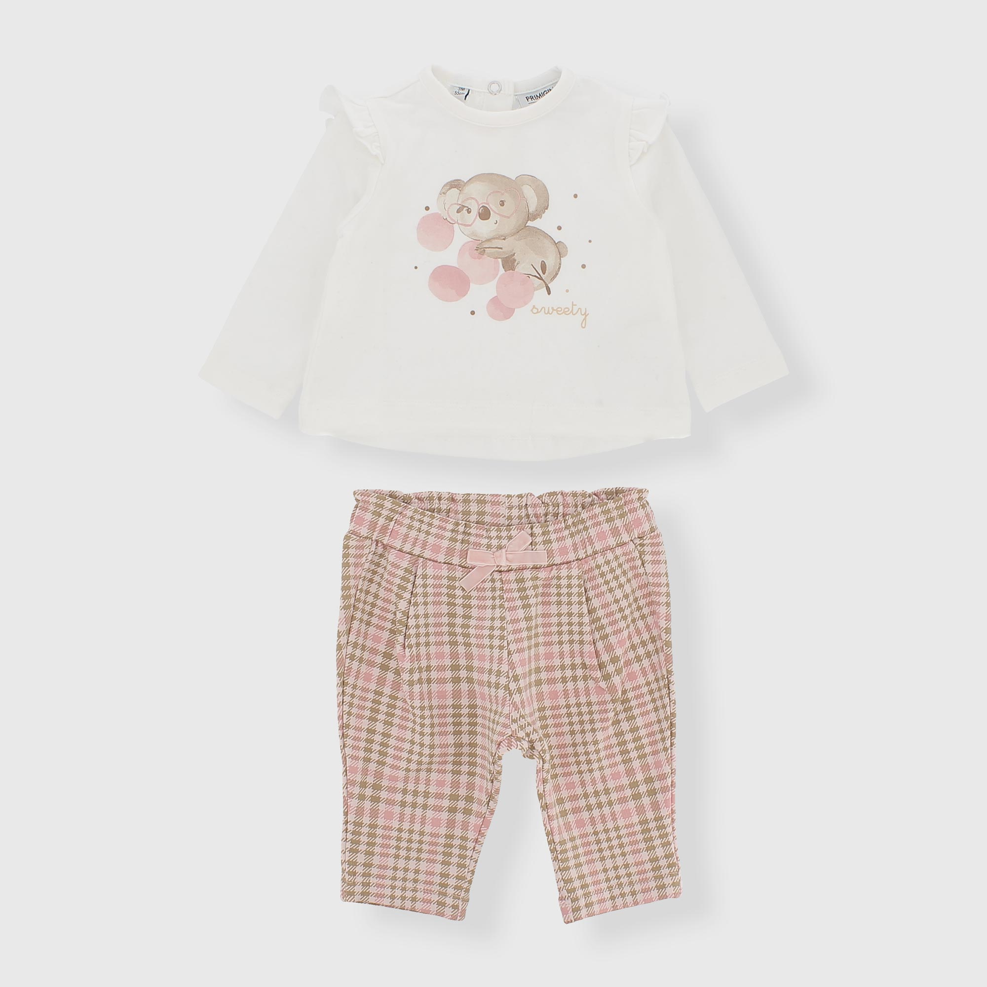 Completo due pezzi da neonata, BIANCO