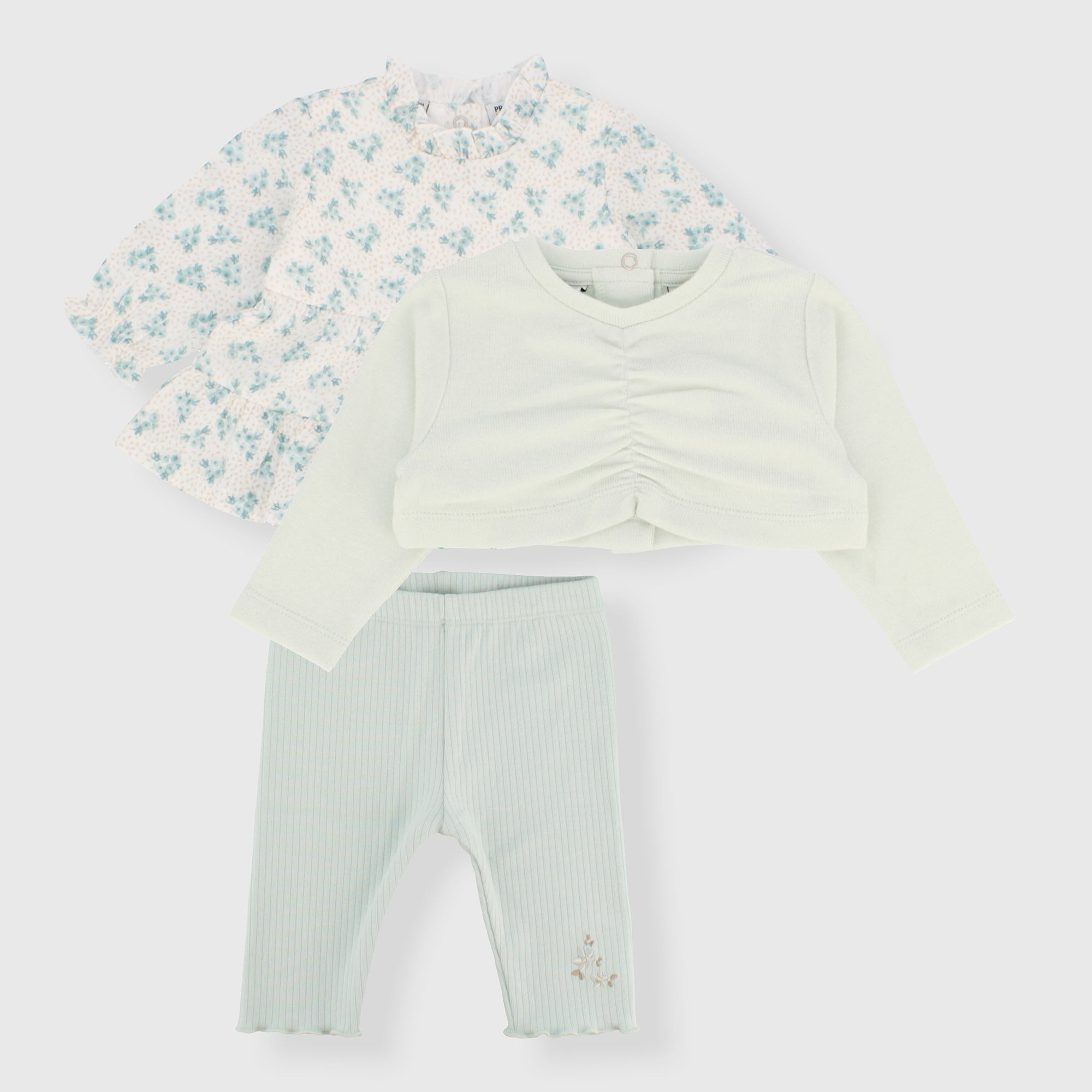 Completo tre pezzi da neonata, BIANCO