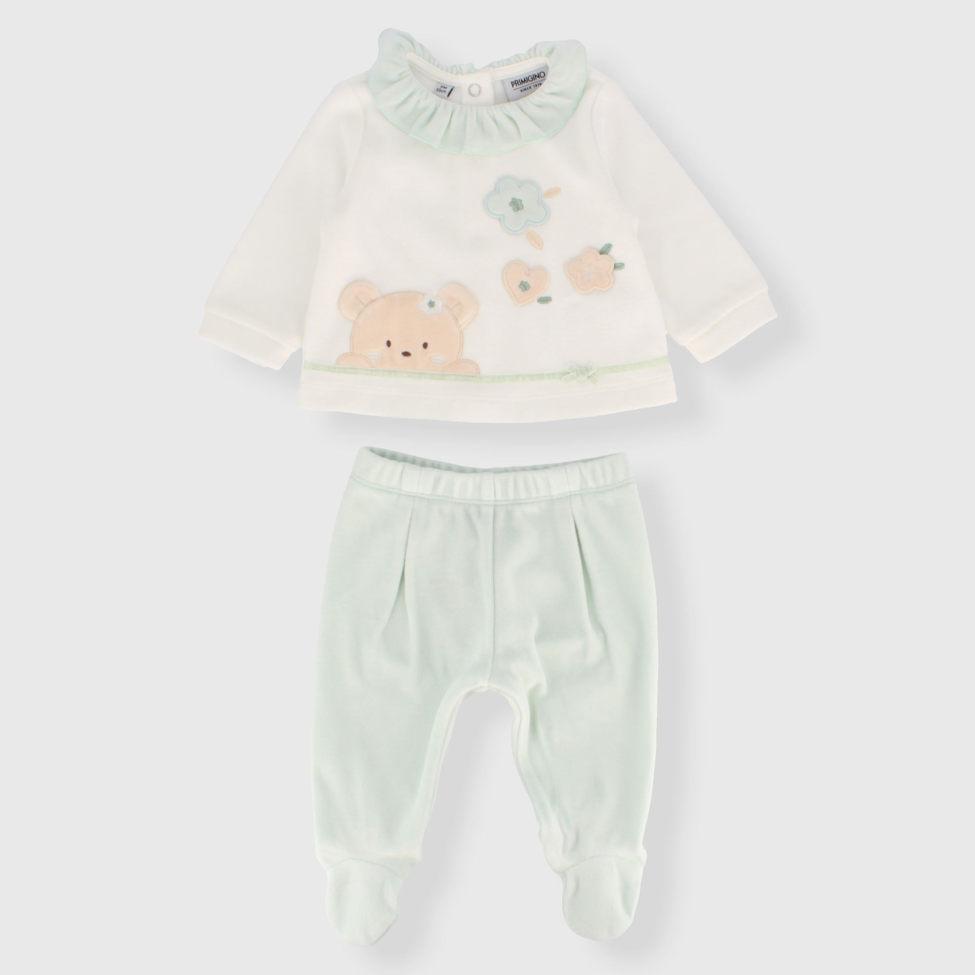 Completo due pezzi da neonata, BIANCO