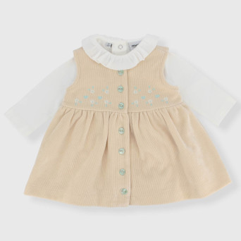 Zweiteiliges Baby-Mädchen-Outfit in Beige Zweiteiliges Baby-Mädchen-Outfit in Beige