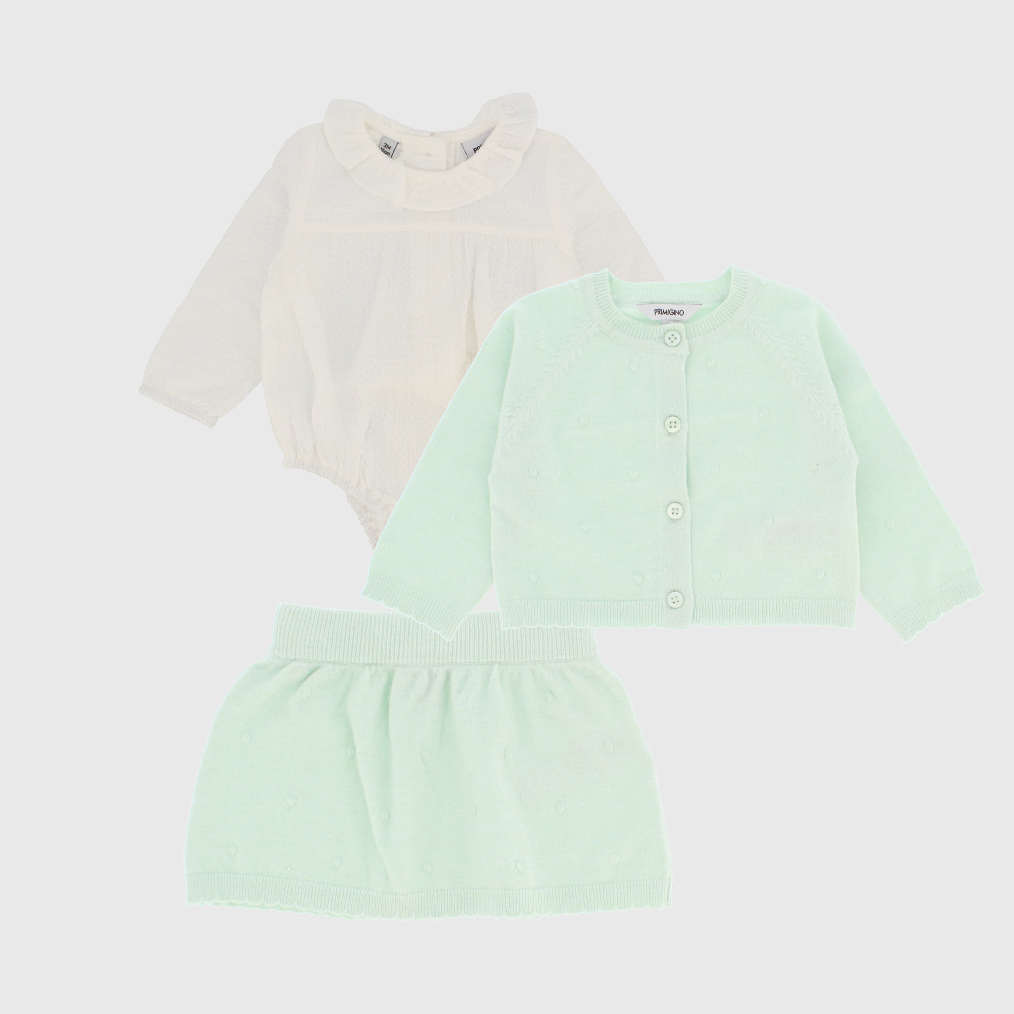 Completo tre pezzi da neonata, VERDE