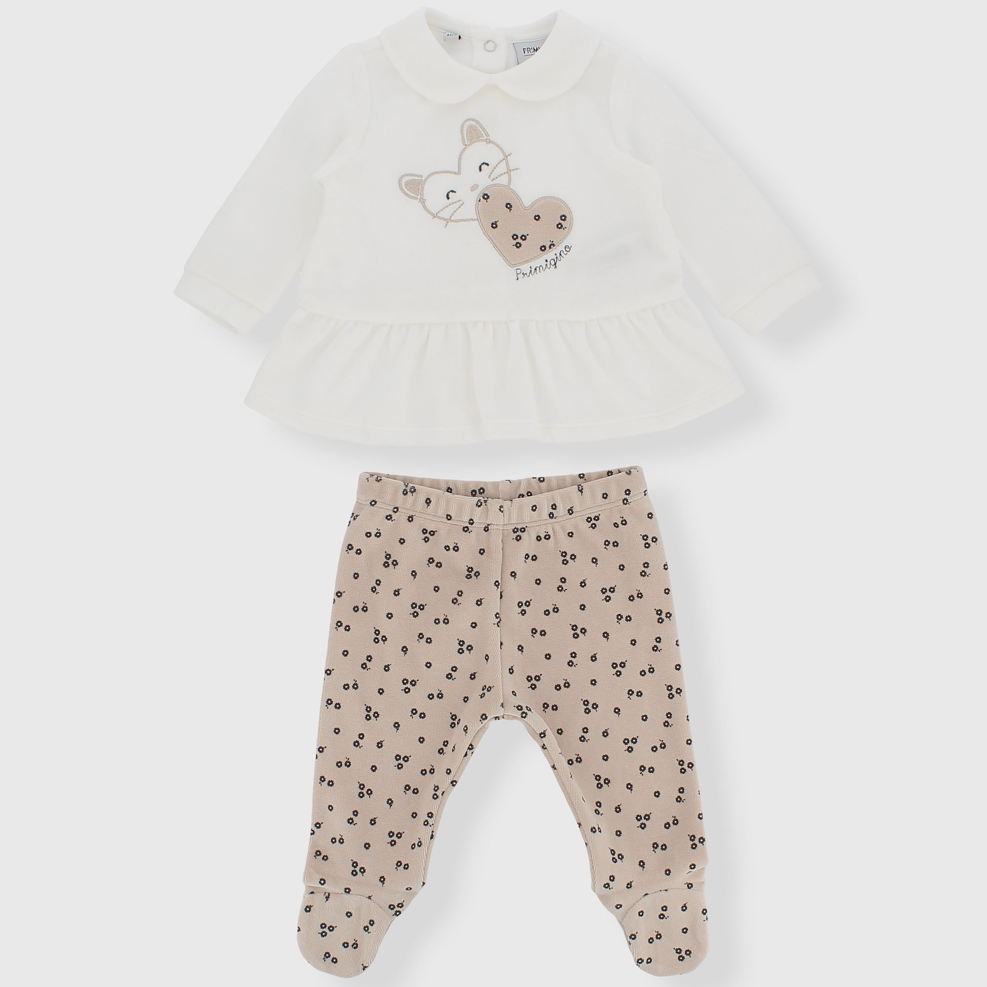 Completo due pezzi da neonata, BIANCO