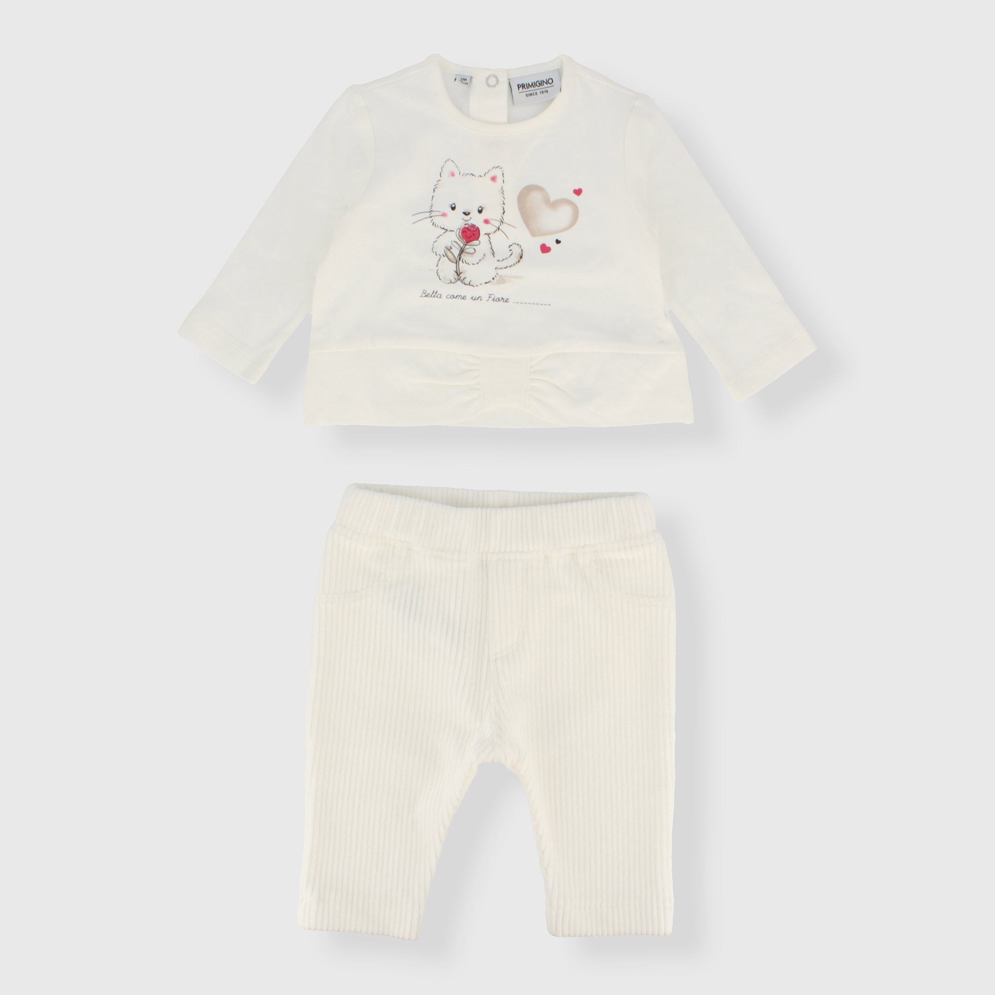 Completo due pezzi da neonata, BIANCO