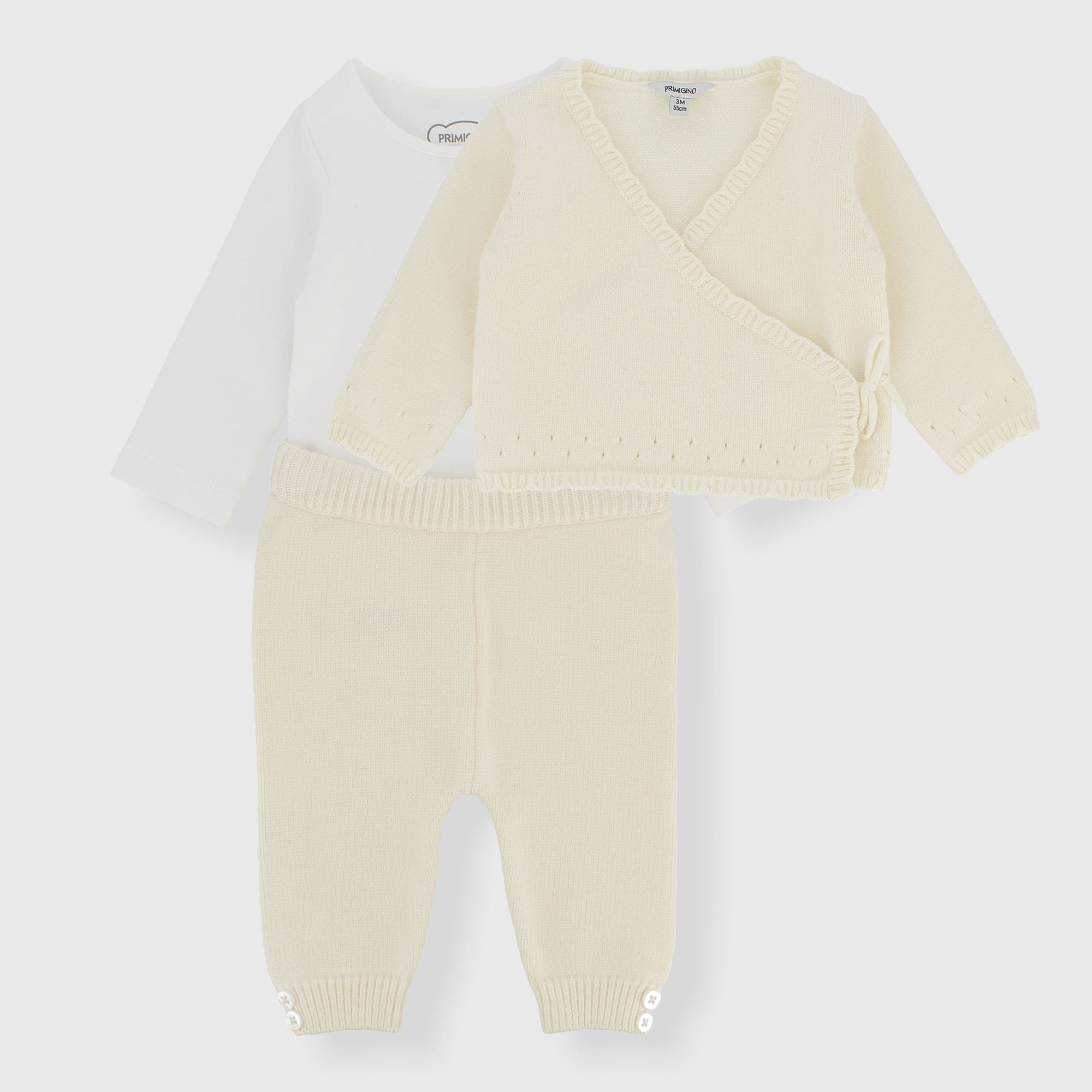 Completo tre pezzi da neonata, BIANCO