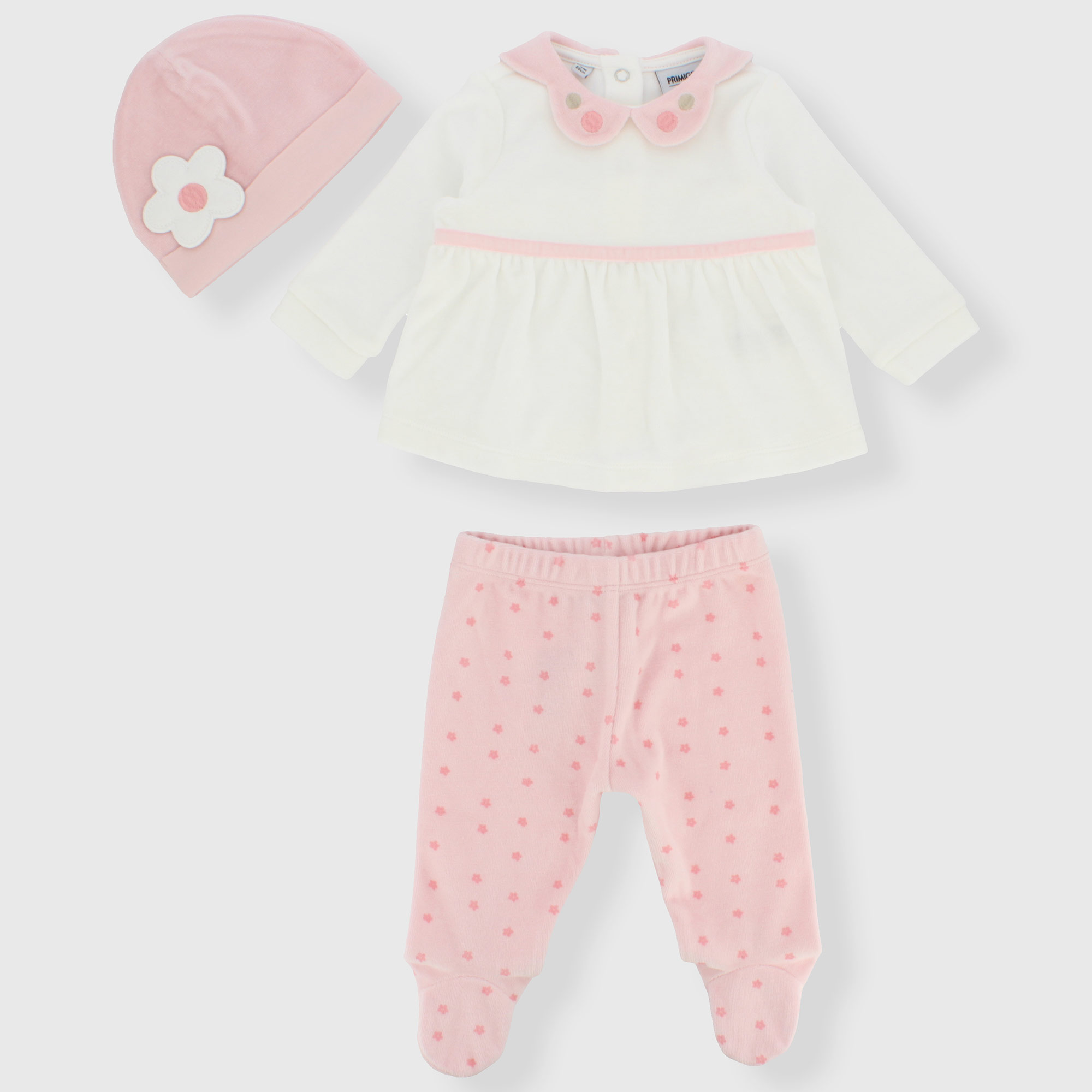 Completo tre pezzi da neonata, BIANCO