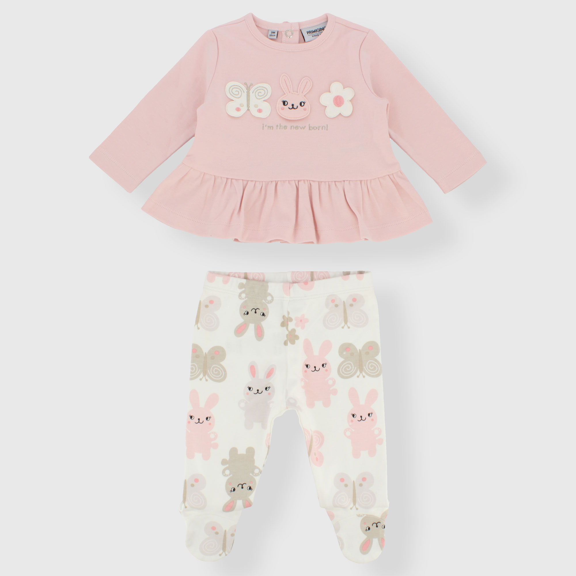 Completo due pezzi da neonata, ROSA