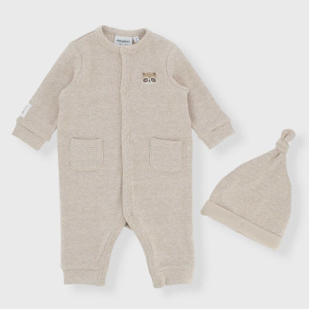 Tutina in costina da neonato, BIANCO Tutina in costina da neonato, BIANCO