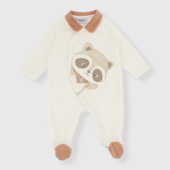 Tutina in ciniglia da neonato, BIANCO Tutina in ciniglia da neonato, BIANCO