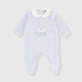 Tutina in ciniglia da neonato, BLU Tutina in ciniglia da neonato, BLU