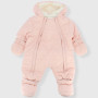 Mono acolchado con capucha para recién nacida, rosa Mono acolchado con capucha para recién nacida, rosa