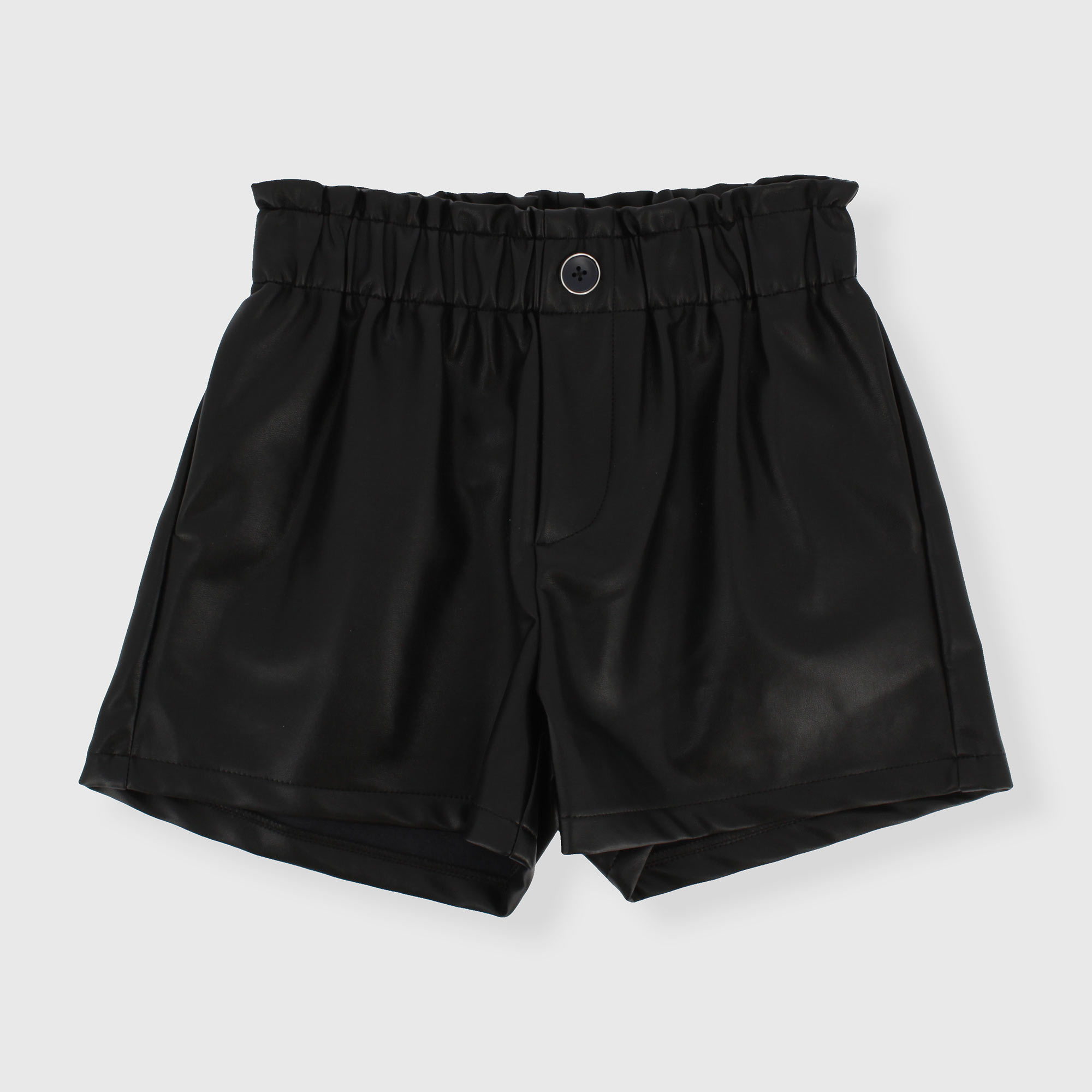 Shorts in ecopelle da bambina NERO