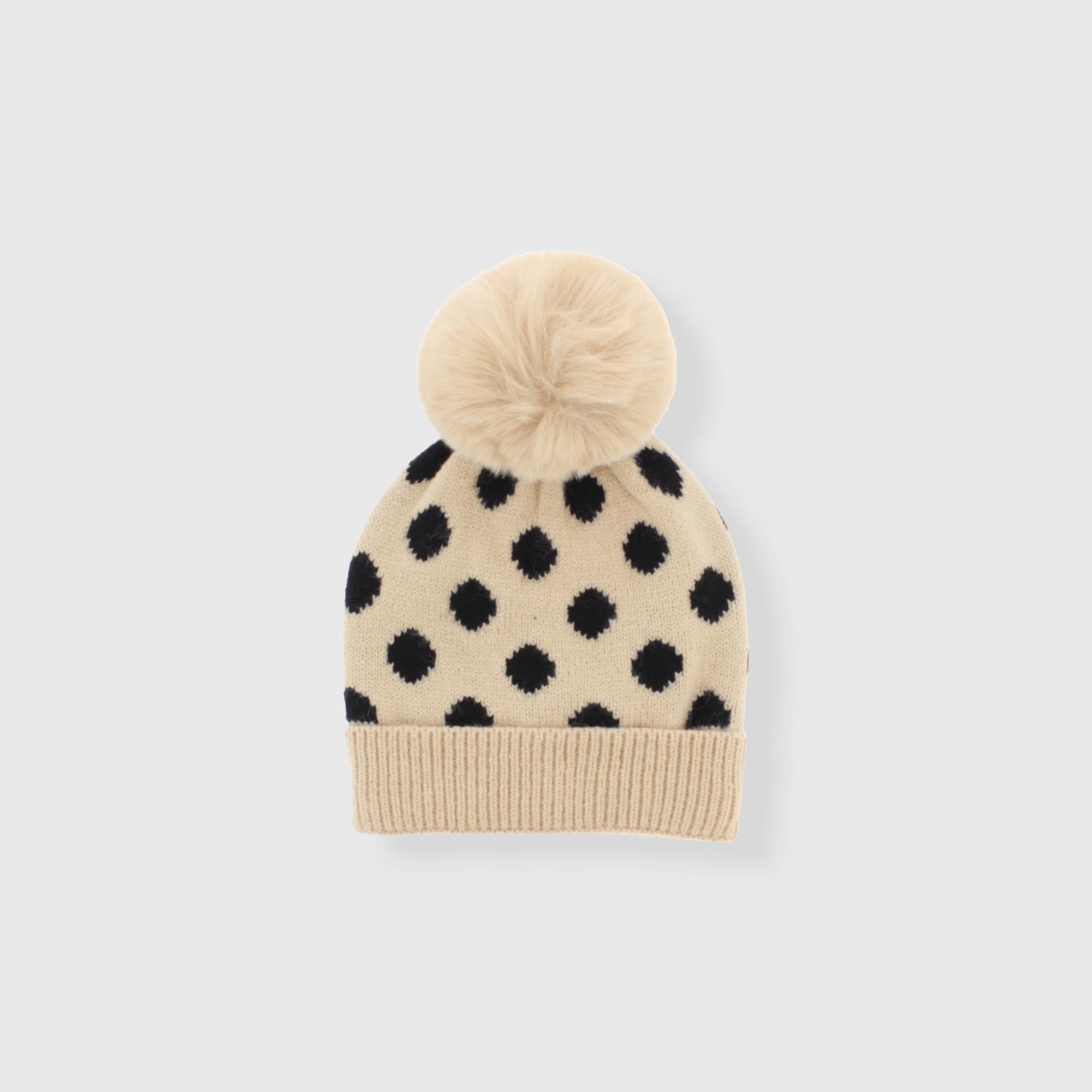 Berretto in maglia da bambina, BEIGE