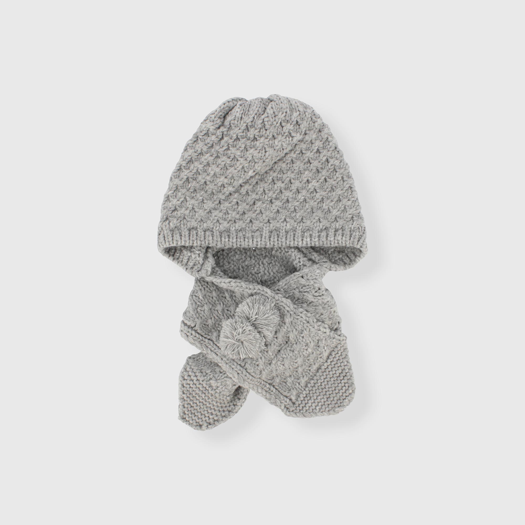 Balaclava in maglia da bambina, GRIGIO