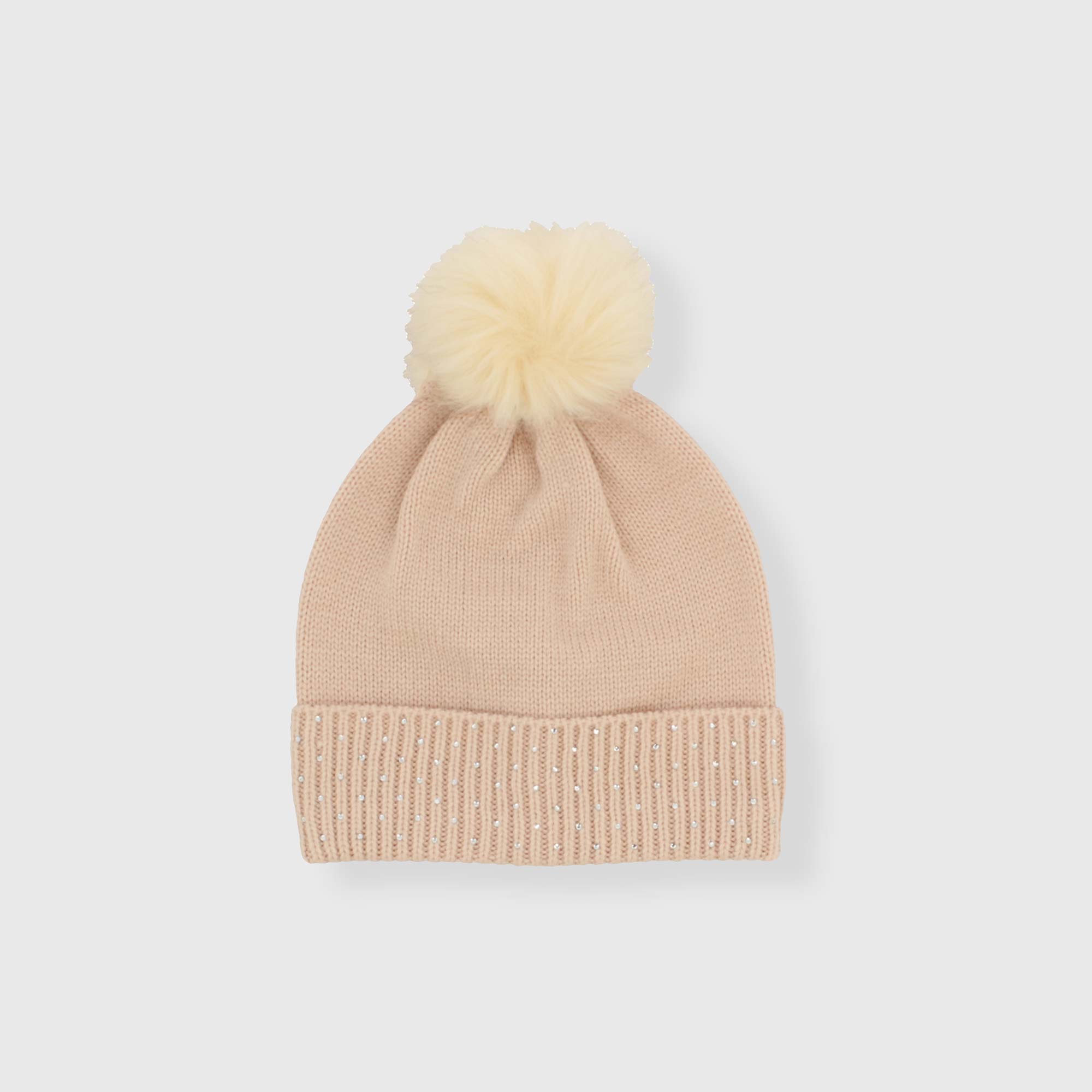 Berretto in maglia da bambina, BEIGE