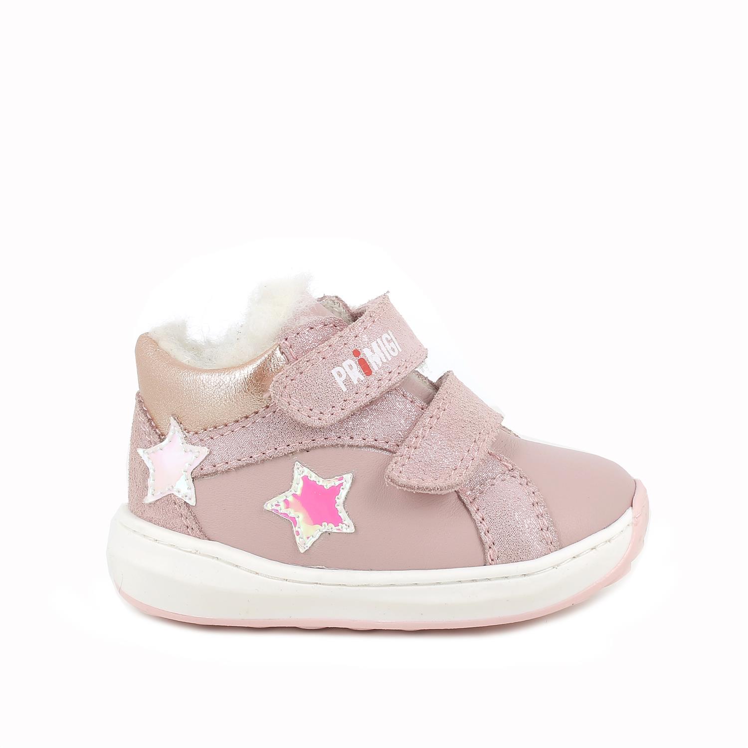 Scarpe in pelle da bambina rosa antico rosa glitter