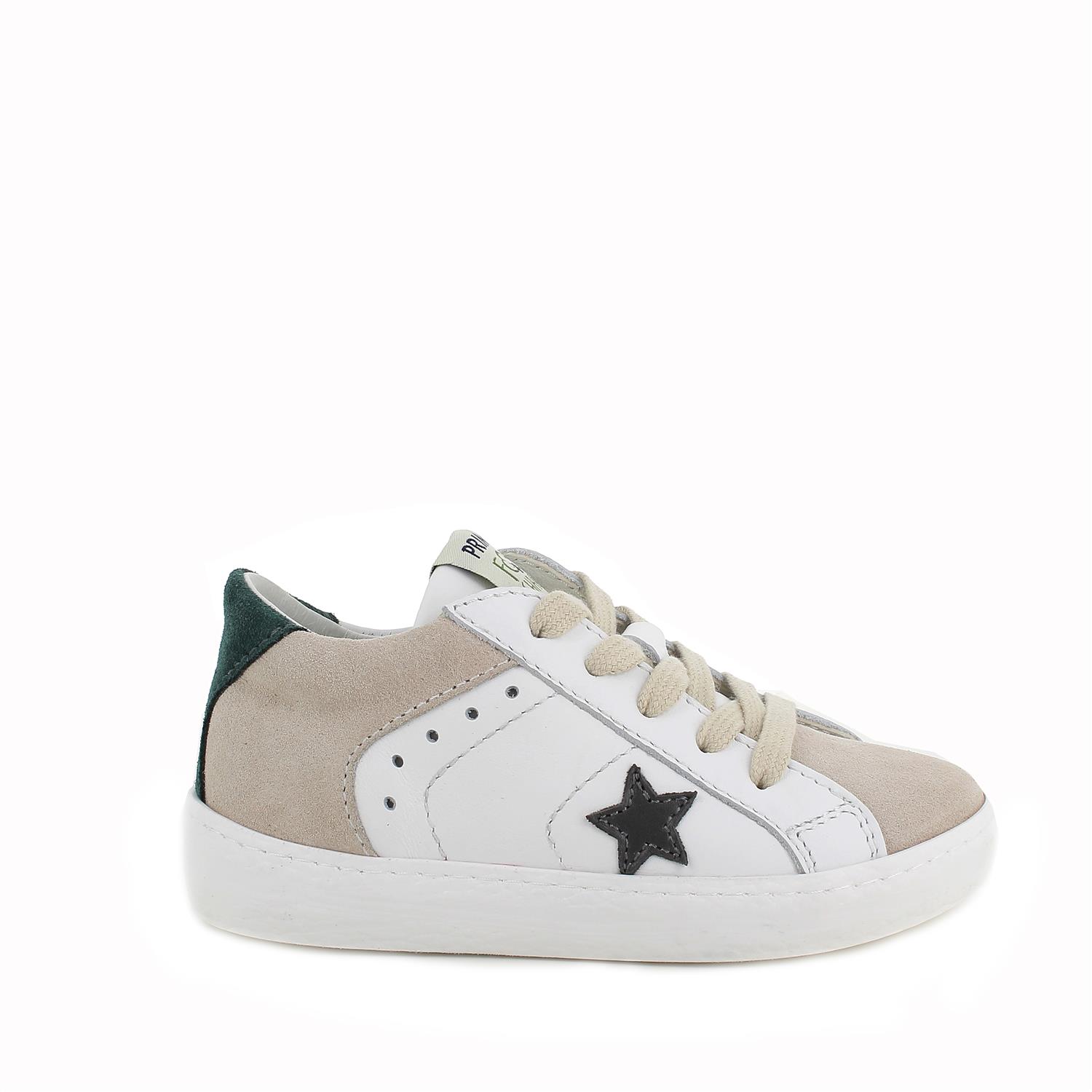 Primigi Sneakers eco-sostenibili in pelle da bambino bianco-juta, Taglia 24