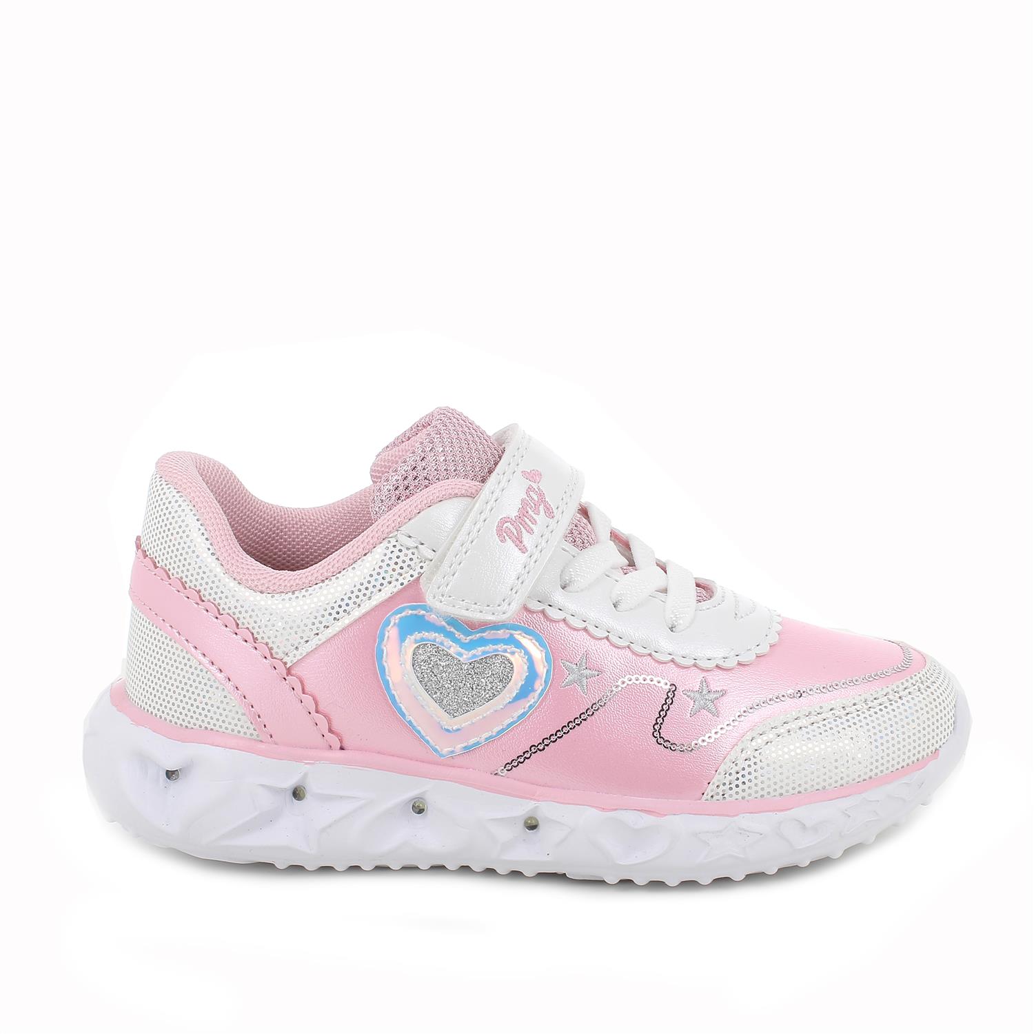 Sneakers da bambina rosa perlato argento