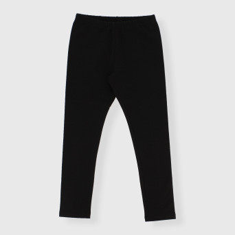 Leggings in felpa da bambina, NERO Leggings in felpa da bambina, NERO