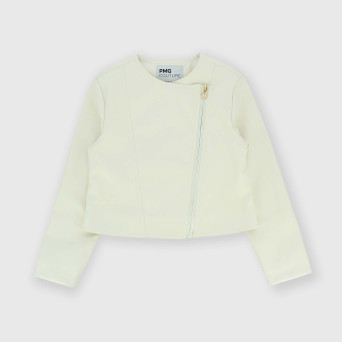Short jacket in eco-leather for girl, white Short jacket in eco-leather for girl, white