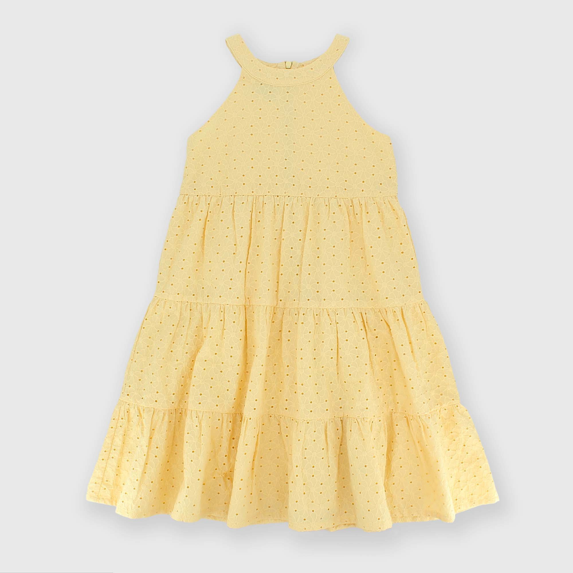 Primigi Vestito in pizzo san gallo da bambina, giallo, Taglia 10
