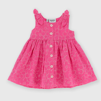 Vestido de algodón para bebé niña, rosa Vestido de algodón para bebé niña, rosa