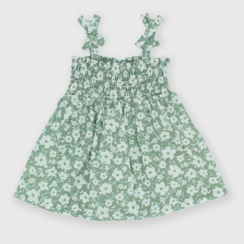 Vestido de algodón para bebé niña, verde Vestido de algodón para bebé niña, verde
