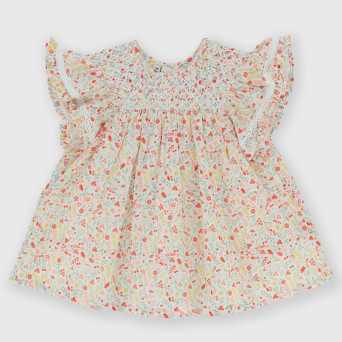 Vestido de algodón para bebé niña, blanco Vestido de algodón para bebé niña, blanco