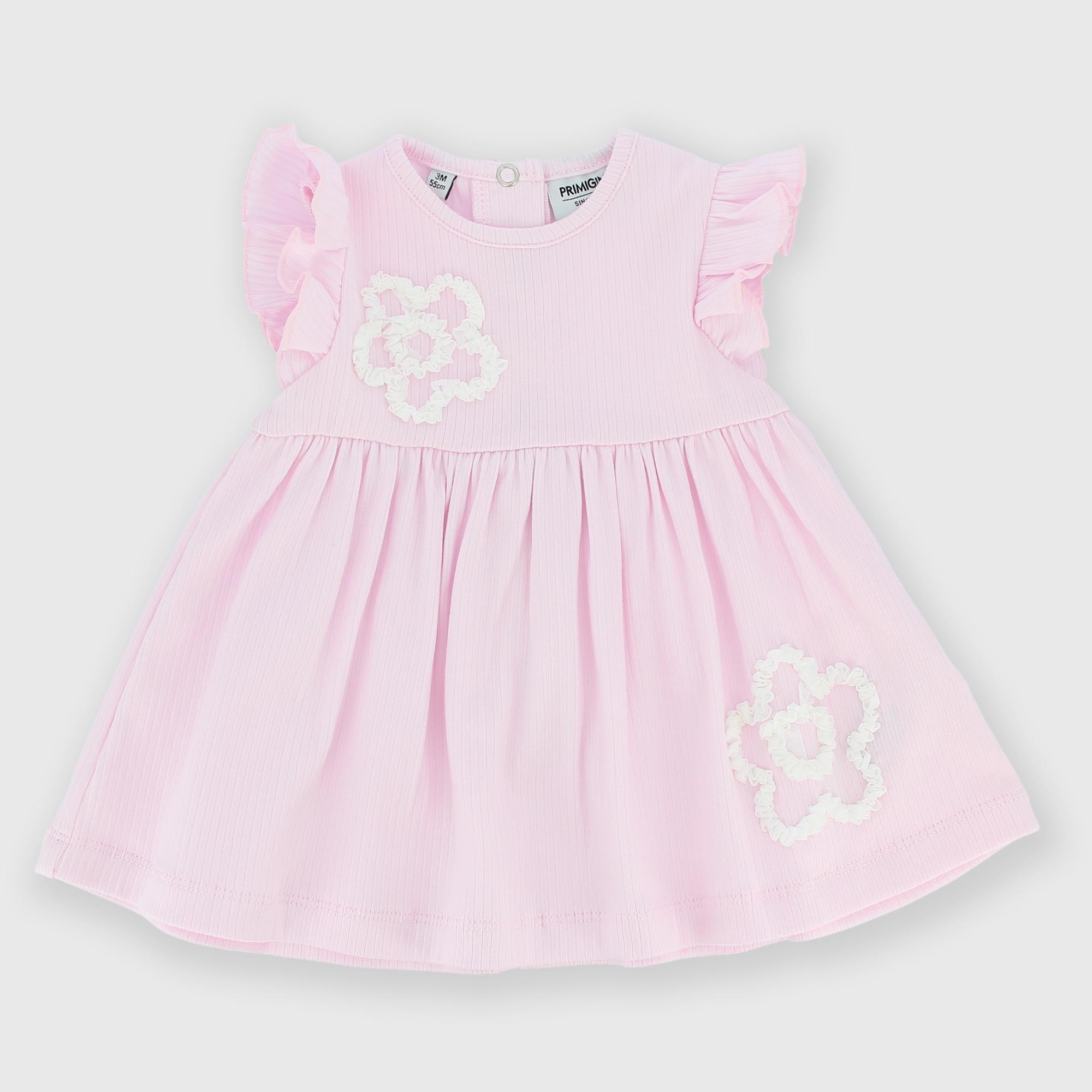 Newborn ribbed dress, pink