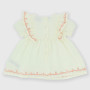 Vestido de gasa de algodón para bebé niña, blanco Vestido de gasa de algodón para bebé niña, blanco