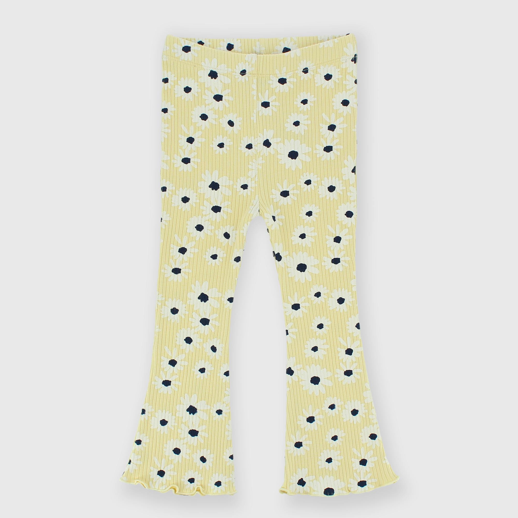 Leggings canalé para niña, amarillo