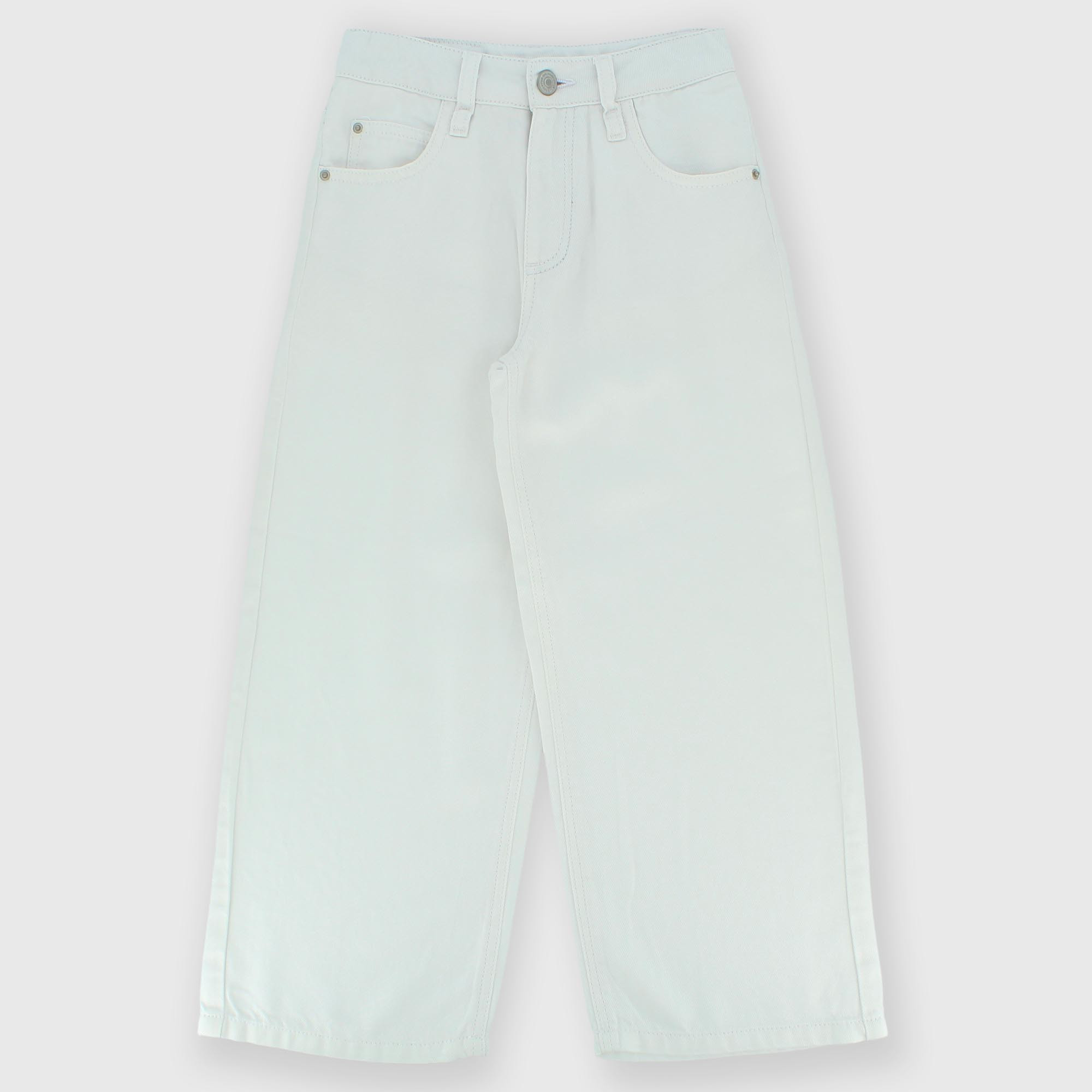 Girl's cotton canvas trousers, white