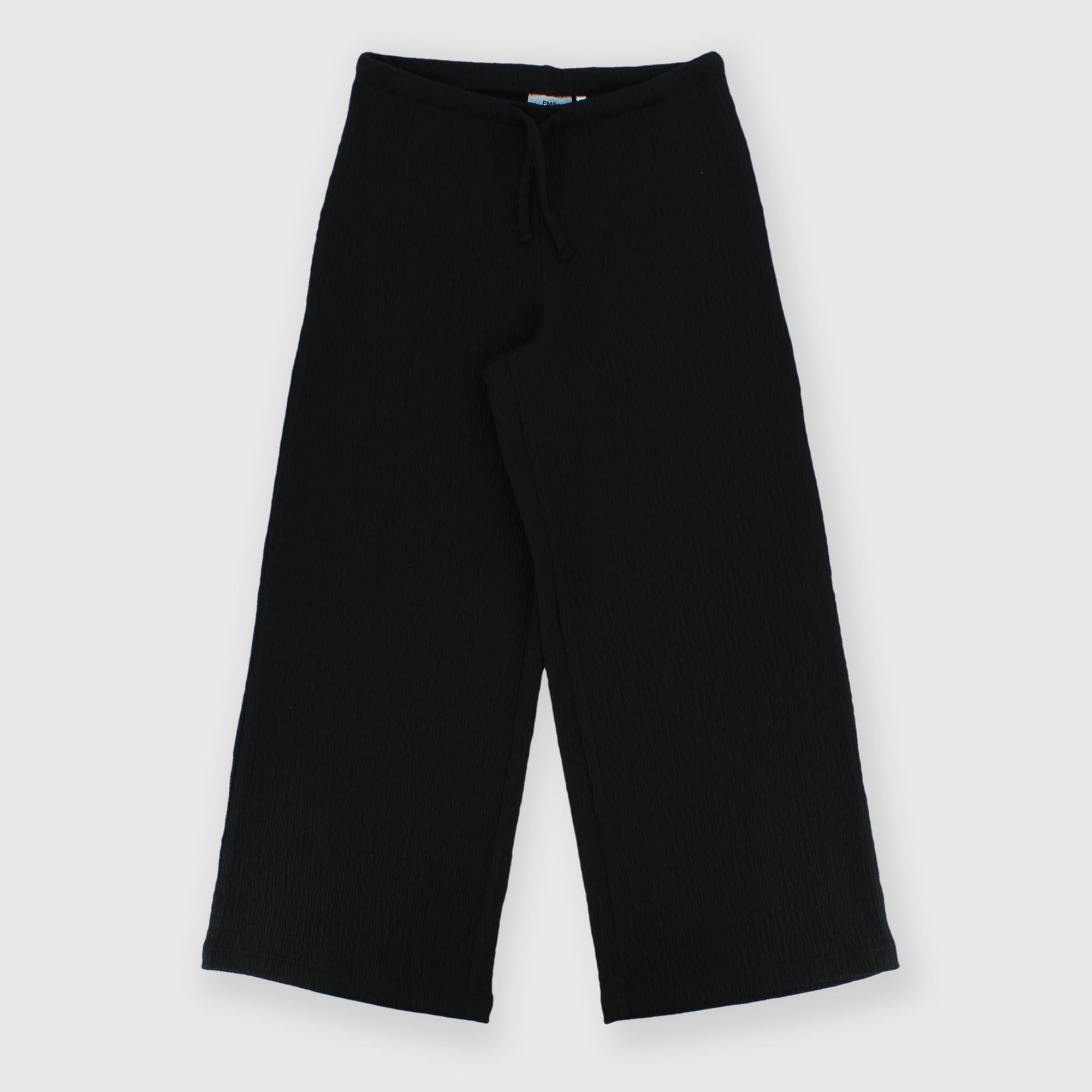 Girl's seersucker trousers, black