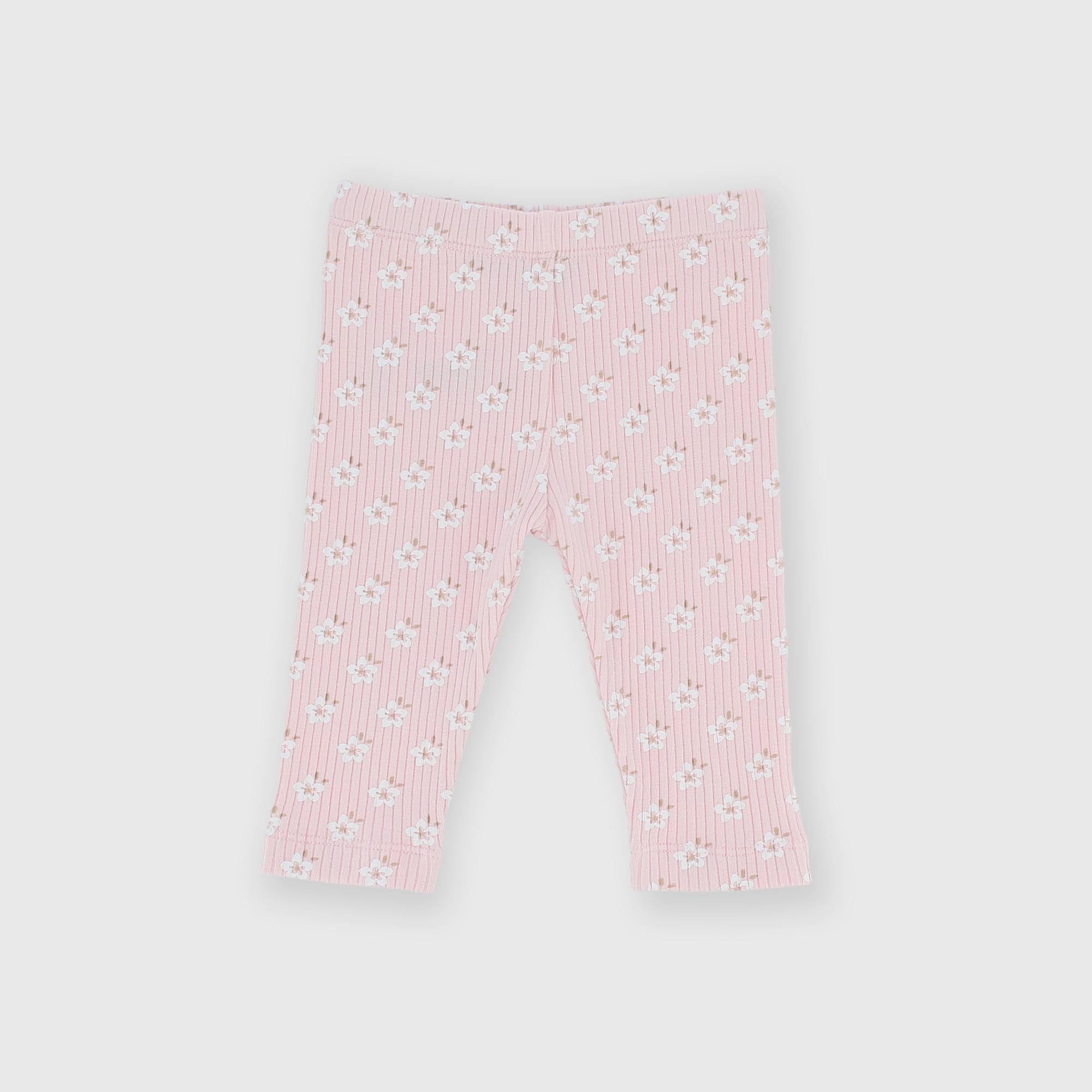 Leggings canalé de bebé niña, rosa