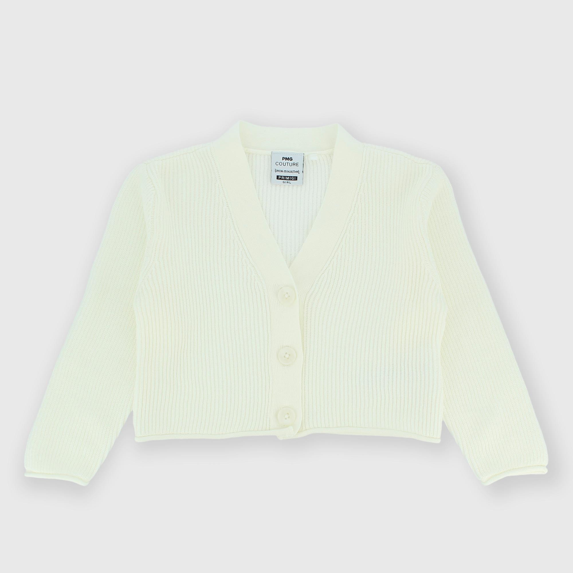 КАРДИГАН ИЗ ХЛОПКА С КАПЮШОНОМ ДЛЯ ДЕВОЧЕК, БЕЛЫЙ