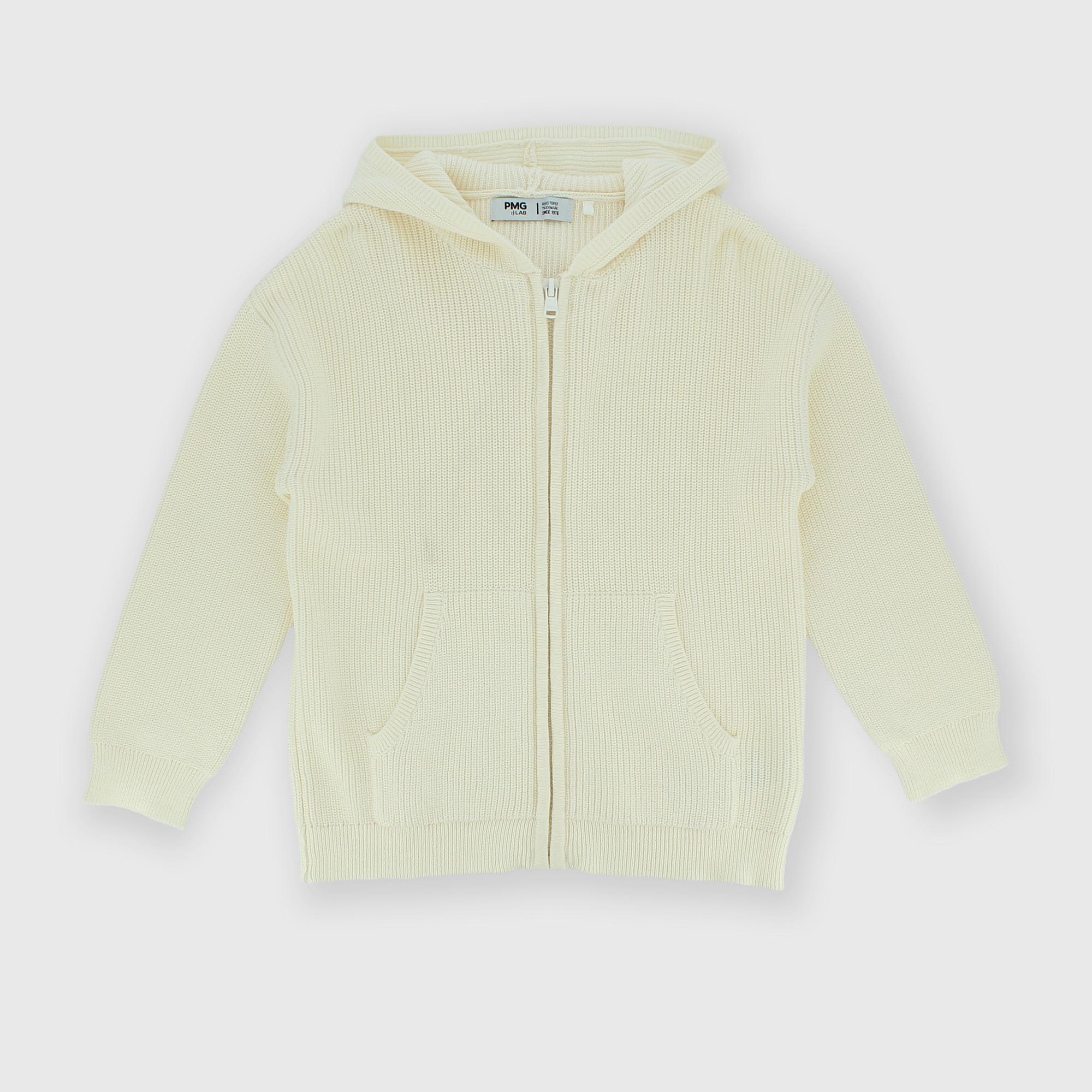 Primigi Cardigan in cotone con cappuccio da bambino, bianco, Taglia 10
