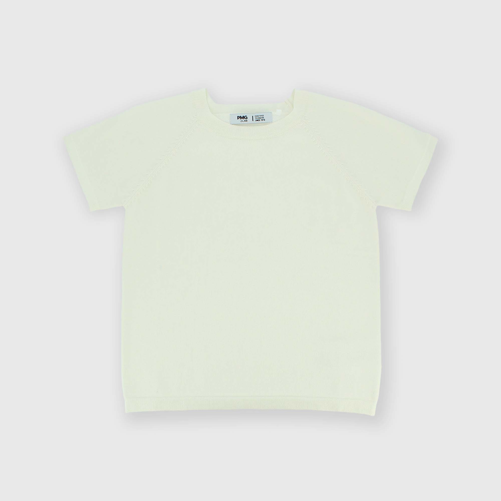 Boy's short-sleeves coton pullover, white 