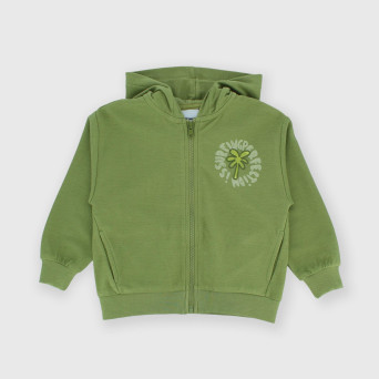 Boy's open hooded sweatshirt, green Boy's open hooded sweatshirt, green