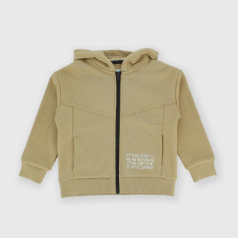 Boy's opened sweat-shirt with hat, beige Boy's opened sweat-shirt with hat, beige