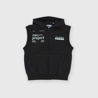 Boy's opened heavy-Jersey vest with hat, grey Boy's opened heavy-Jersey vest with hat, grey