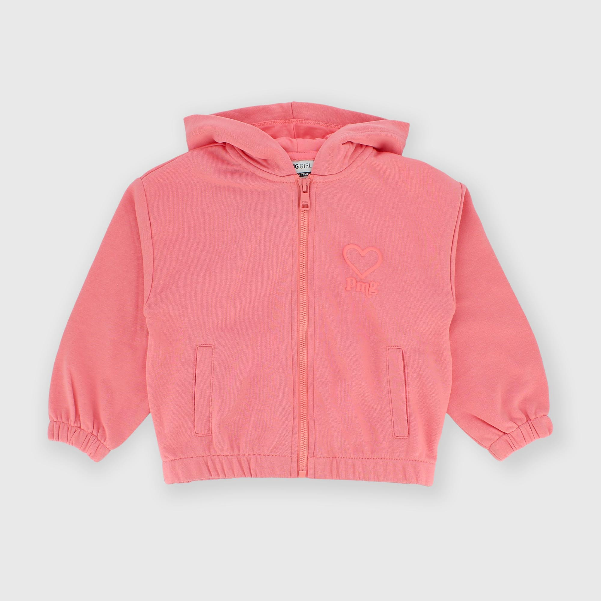 Sudadera abierta con capucha para niña, rosa