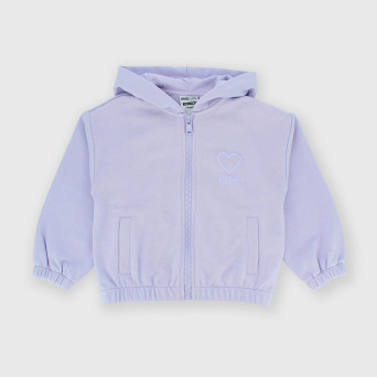 Girl's opened sweat-shirt with hat, violet Girl's opened sweat-shirt with hat, violet