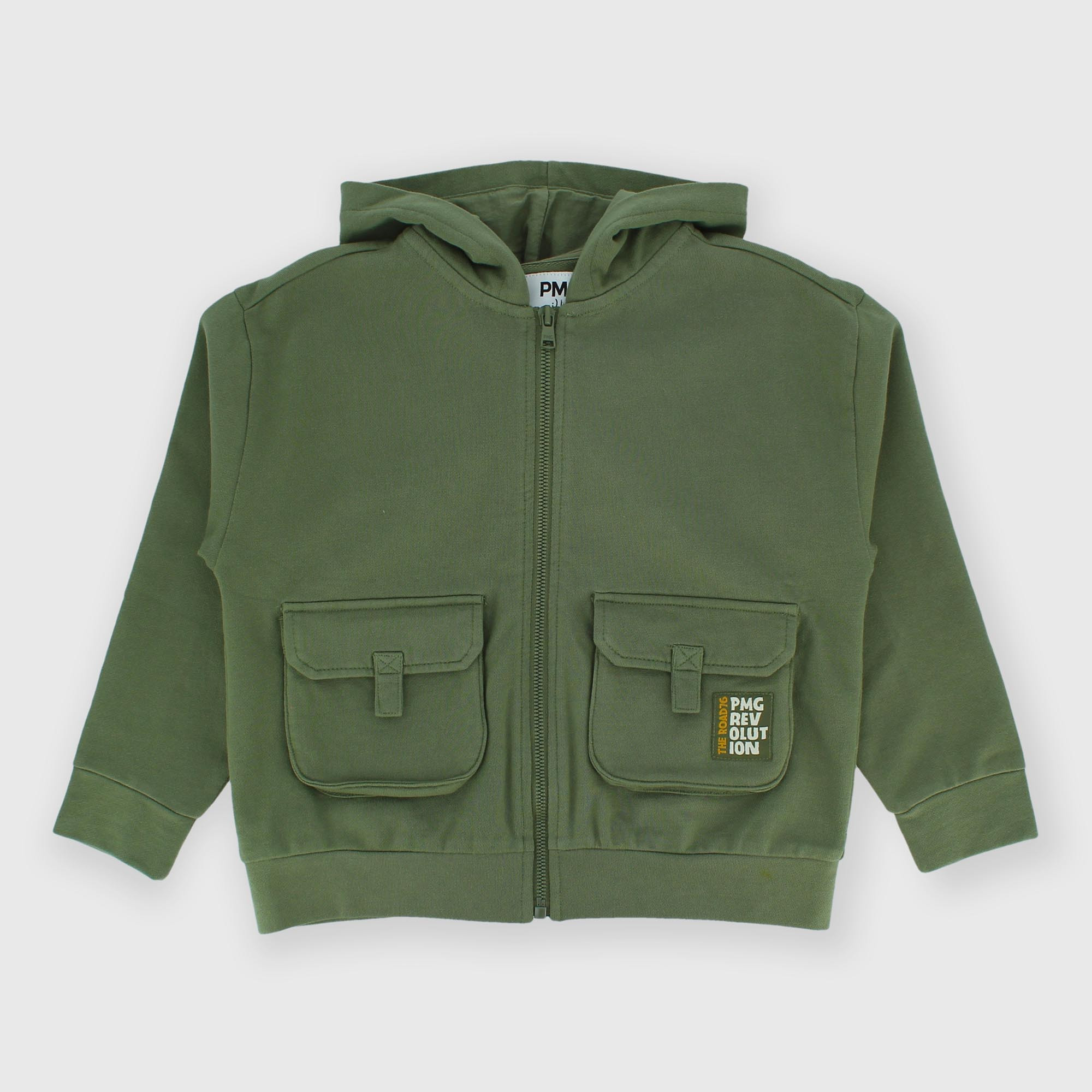Boy's open hooded sweatshirt, green
