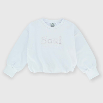 Sweat-shirt raz de cou  fille, blanc Sweat-shirt raz de cou  fille, blanc