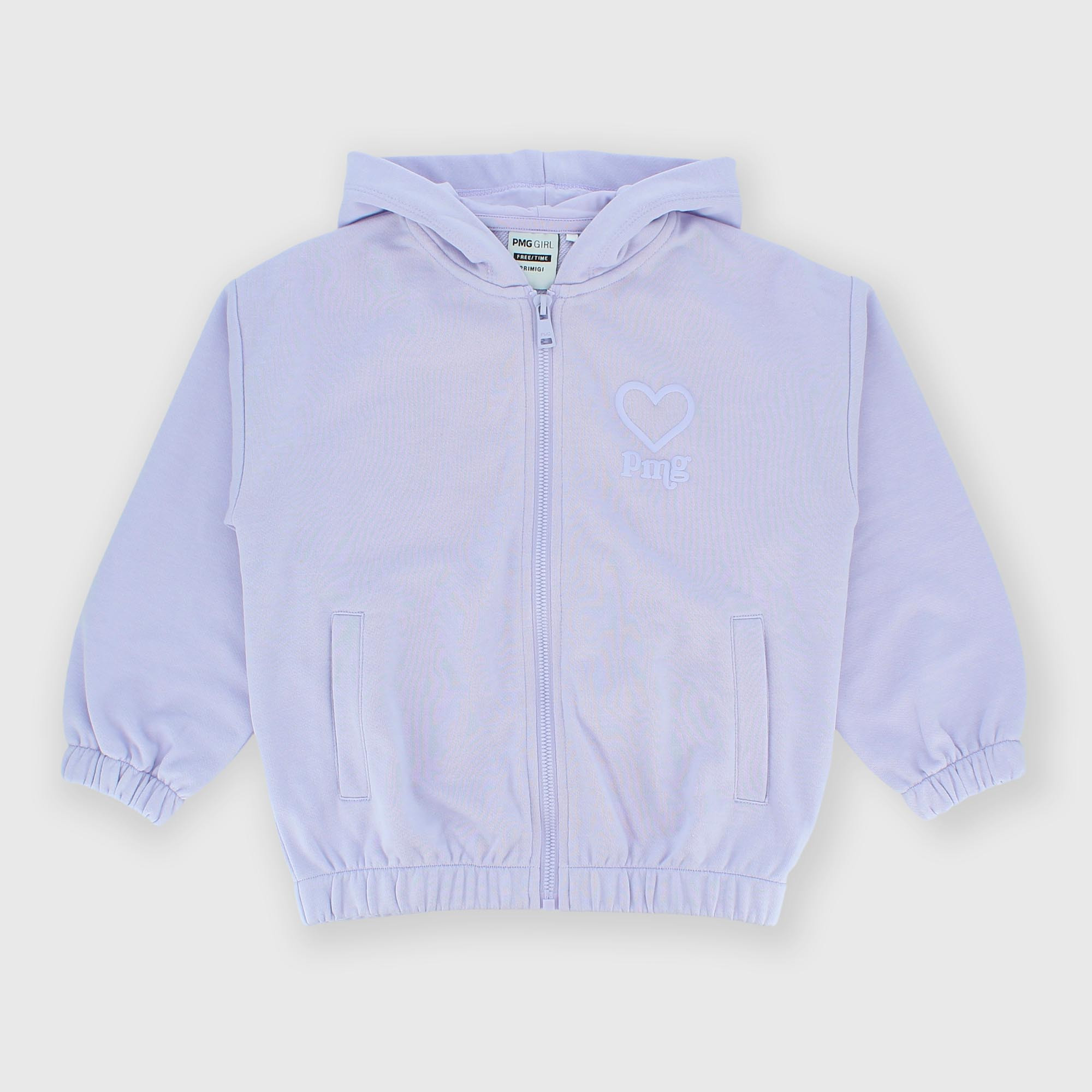 Girl's opened sweat-shirt with hat, violet