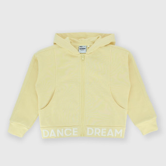 Girl's opened sweat-shirt with hat, beige Girl's opened sweat-shirt with hat, beige