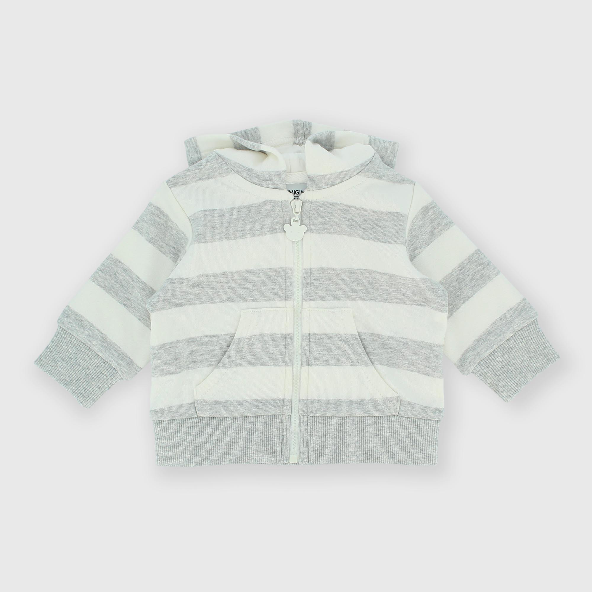 Sudadera abierta con capucha para bebé, gris