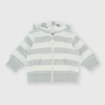 Newborn opened sweat-shirt with hat, grey Newborn opened sweat-shirt with hat, grey