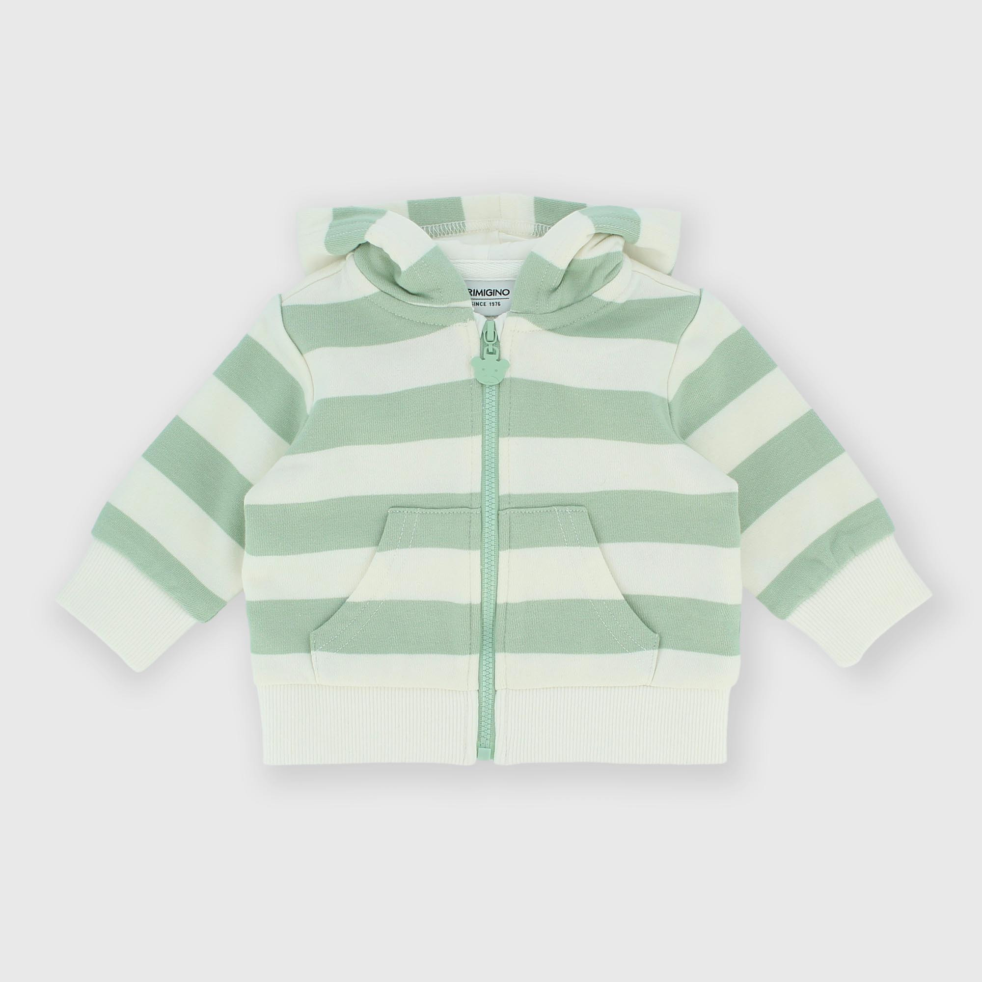 Newborn opened sweat-shirt with hat, green